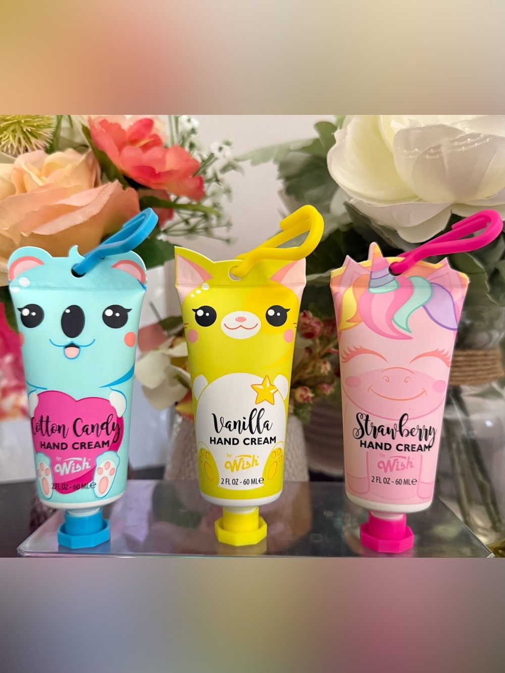 🆕 🪷 WISH LIMITED EDITION 3-PIECE HAND CREAM KEYCHAIN COLLECTION. NEW SEALED.